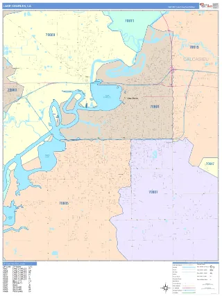 Lake Charles, LA ColorCast style ZIP Code wall map