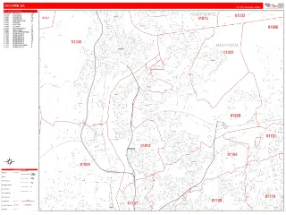 Chicopee, MA RedLine style ZIP Code wall map