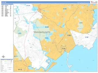 Lynn, MA Business Reference style ZIP Code wall map