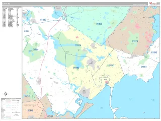 Lynn, MA Classic style ZIP Code wall map