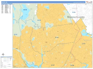 Malden, MA Business Reference style ZIP Code wall map