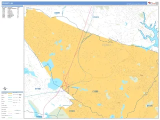 Peabody, MA Business Reference style ZIP Code wall map