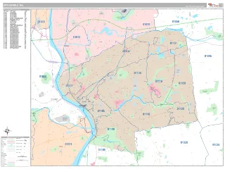 Springfield, MA Classic style ZIP Code wall map