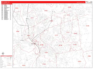 Springfield, MA RedLine style ZIP Code wall map