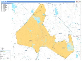 Taunton, MA Business Reference style ZIP Code wall map