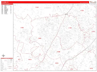 Columbia, MD RedLine style ZIP Code wall map