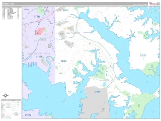 Dundalk, MD Classic style ZIP Code wall map