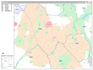 Rockville, MD Classic style ZIP Code wall map