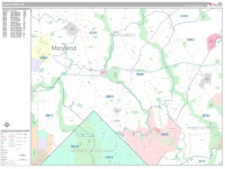 Silver Spring, MD Classic style ZIP Code wall map