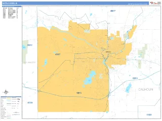 Battle Creek, MI Business Reference style ZIP Code wall map