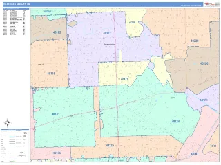 Dearborn Heights, MI ColorCast style ZIP Code wall map