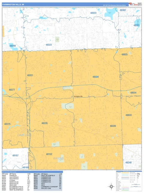 Farmington Hills, MI city map