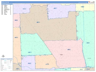 Royal Oak, MI ColorCast style ZIP Code wall map