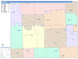 Southfield, MI ColorCast style ZIP Code wall map