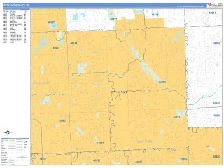 Sterling Heights, MI Business Reference style ZIP Code wall map