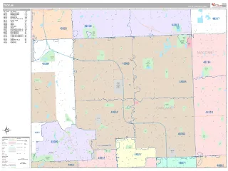 Troy, MI Classic style ZIP Code wall map