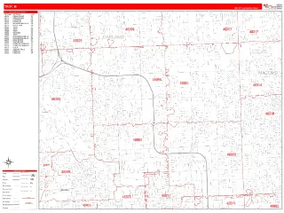 Troy, MI RedLine style ZIP Code wall map