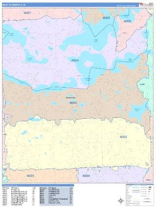West Bloomfield, MI ColorCast style ZIP Code wall map