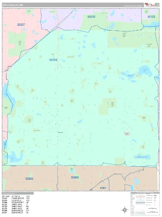 Apple Valley, MN Classic style ZIP Code wall map