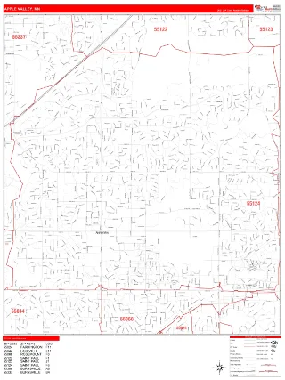 Apple Valley, MN RedLine style ZIP Code wall map
