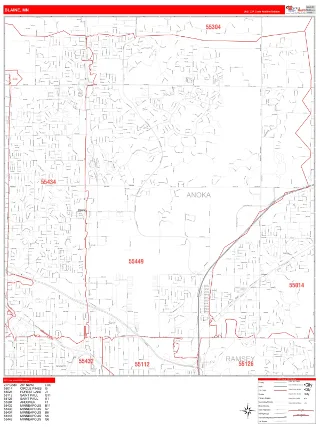 Blaine, MN RedLine style ZIP Code wall map
