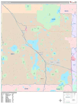 Maple Grove, MN Classic style ZIP Code wall map