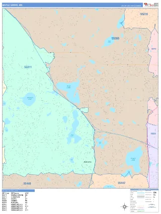 Maple Grove, MN ColorCast style ZIP Code wall map
