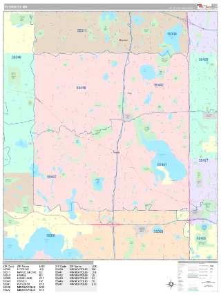 Plymouth, MN Classic style ZIP Code wall map