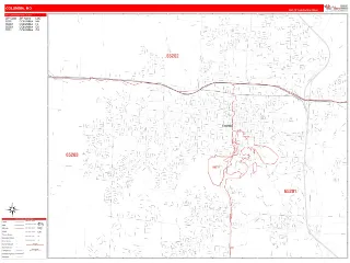 Columbia, MO RedLine style ZIP Code wall map