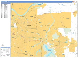 Independence, MO Business Reference style ZIP Code wall map