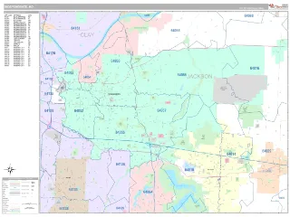 Independence, MO Classic style ZIP Code wall map