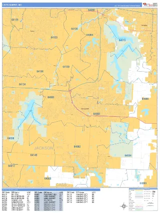 Lee's Summit, MO Business Reference style ZIP Code wall map