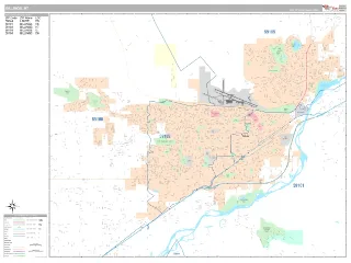 Billings, MT Classic style ZIP Code wall map