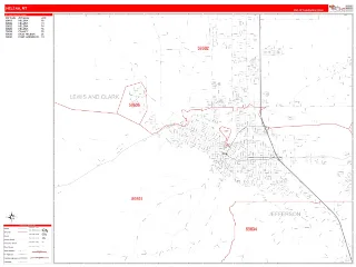 Helena, MT RedLine style ZIP Code wall map