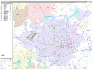 Greensboro, NC Classic style ZIP Code wall map