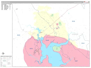 Jacksonville, NC Classic style ZIP Code wall map