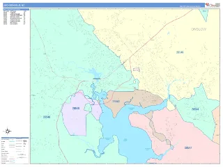 Jacksonville, NC ColorCast style ZIP Code wall map