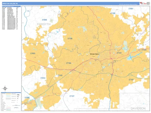Winston Salem, NC city map