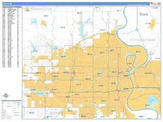 Omaha, NE Business Reference style ZIP Code wall map