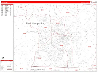 Nashua, NH RedLine style ZIP Code wall map