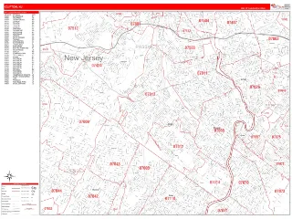 Clifton, NJ RedLine style ZIP Code wall map