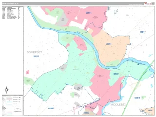 New Brunswick, NJ Classic style ZIP Code wall map