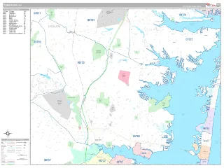 Toms River, NJ Classic style ZIP Code wall map