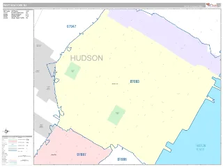 West New York, NJ Classic style ZIP Code wall map