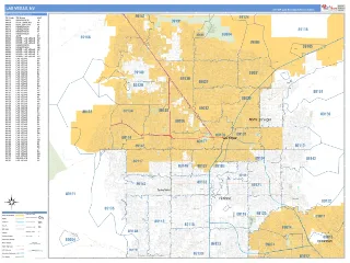 Las Vegas, NV Business Reference style ZIP Code wall map