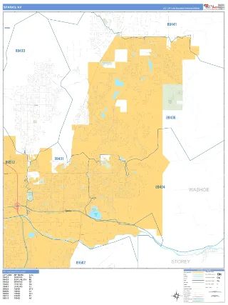 Sparks, NV Business Reference style ZIP Code wall map