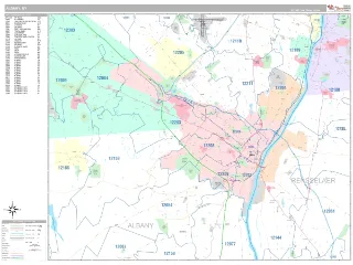 Albany, NY Classic style ZIP Code wall map