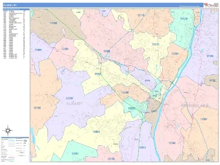Albany, NY ColorCast style ZIP Code wall map