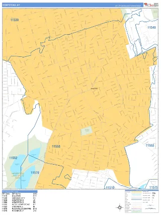 Hempstead, NY Business Reference style ZIP Code wall map