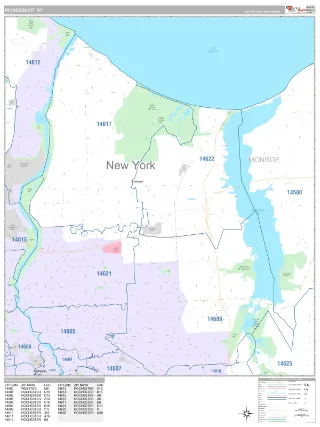 Irondequoit, NY Classic style ZIP Code wall map